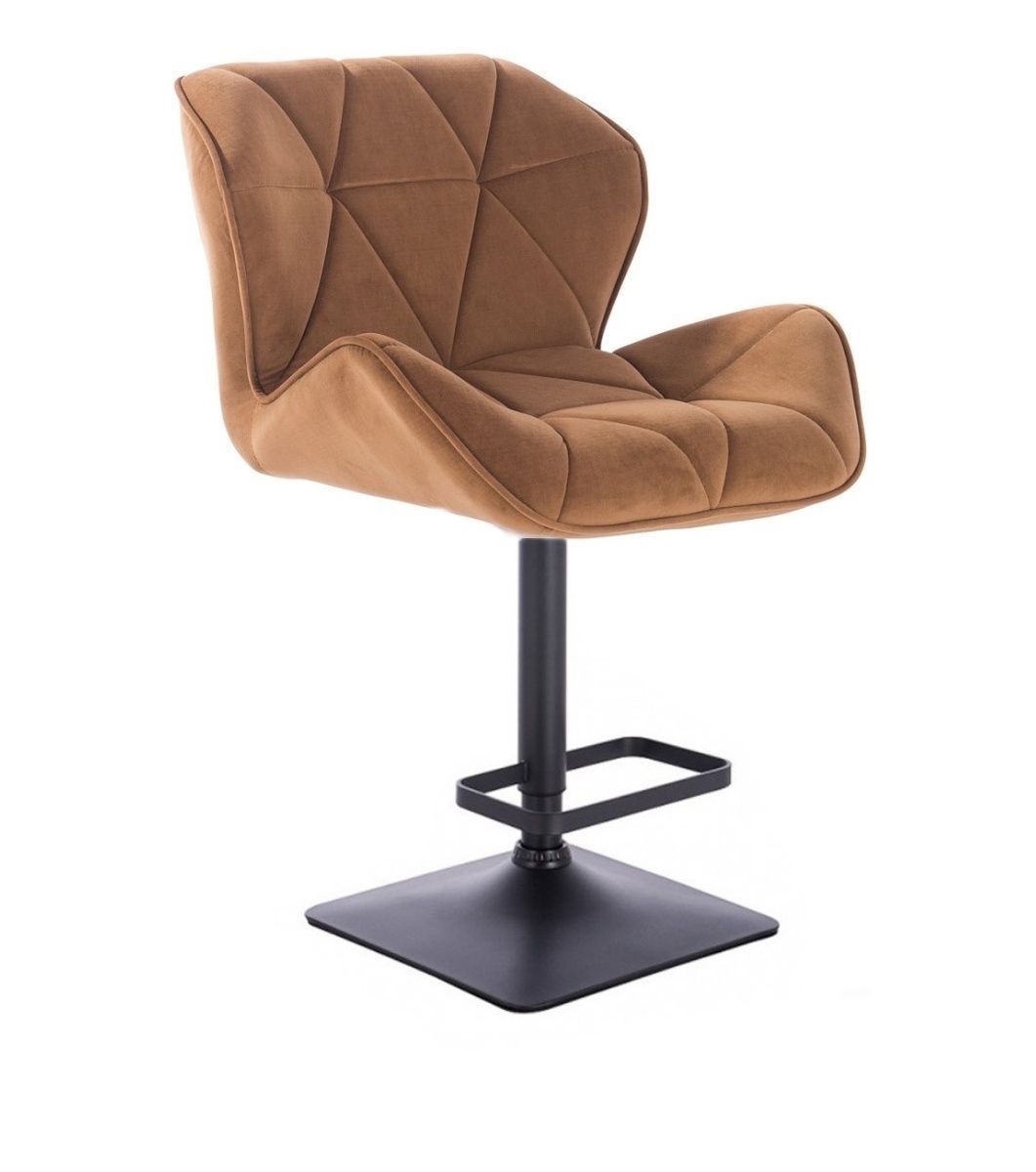 LuxuryForm Barová židle MILANO VELUR na černé podstavě - hnědá