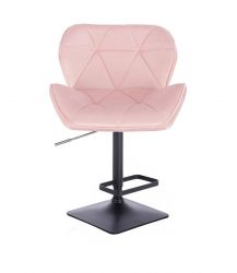 Barová židle MILANO VELUR na černé podstavě - světle růžová