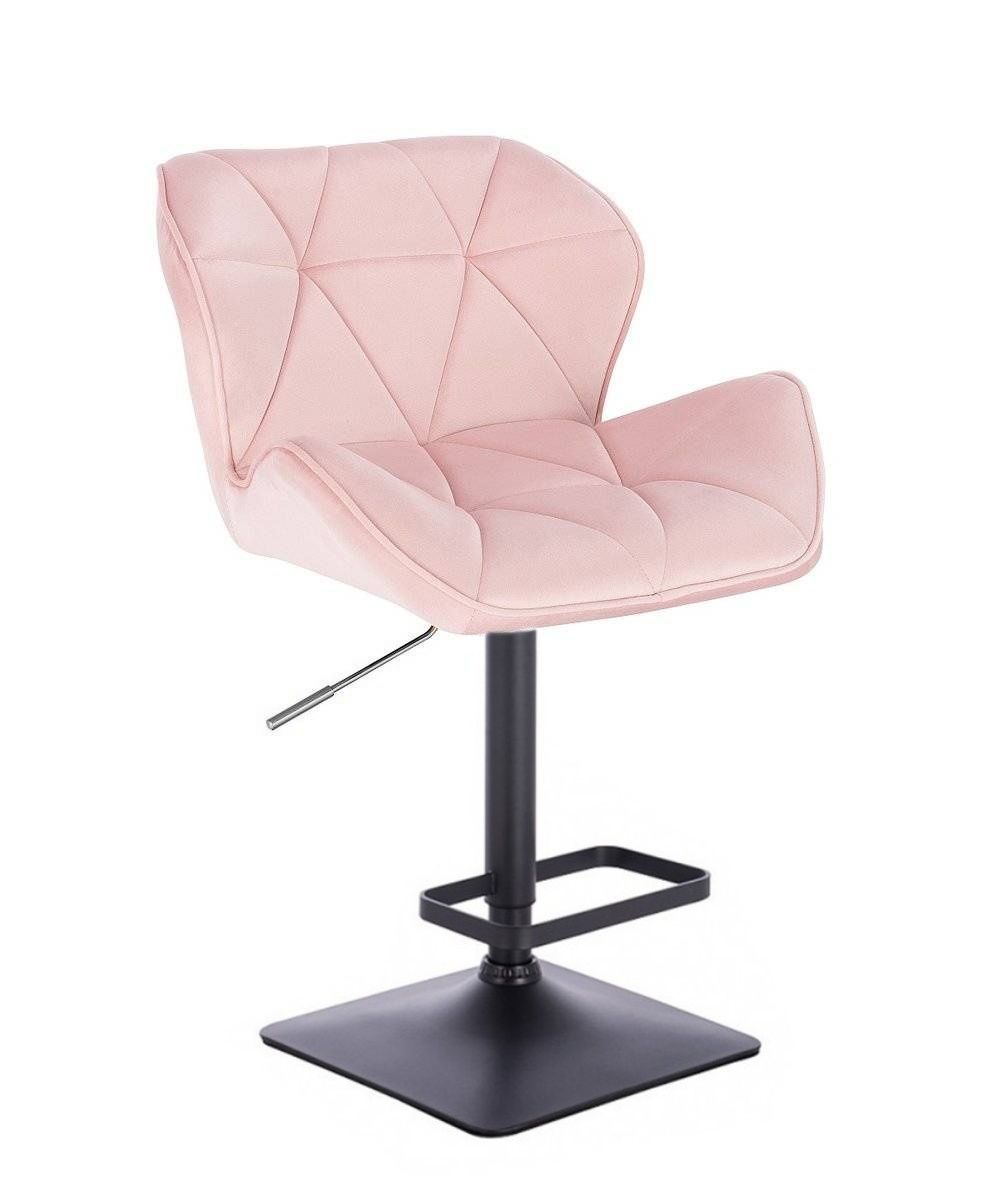 LuxuryForm Barová židle MILANO VELUR na černé podstavě - světle růžová