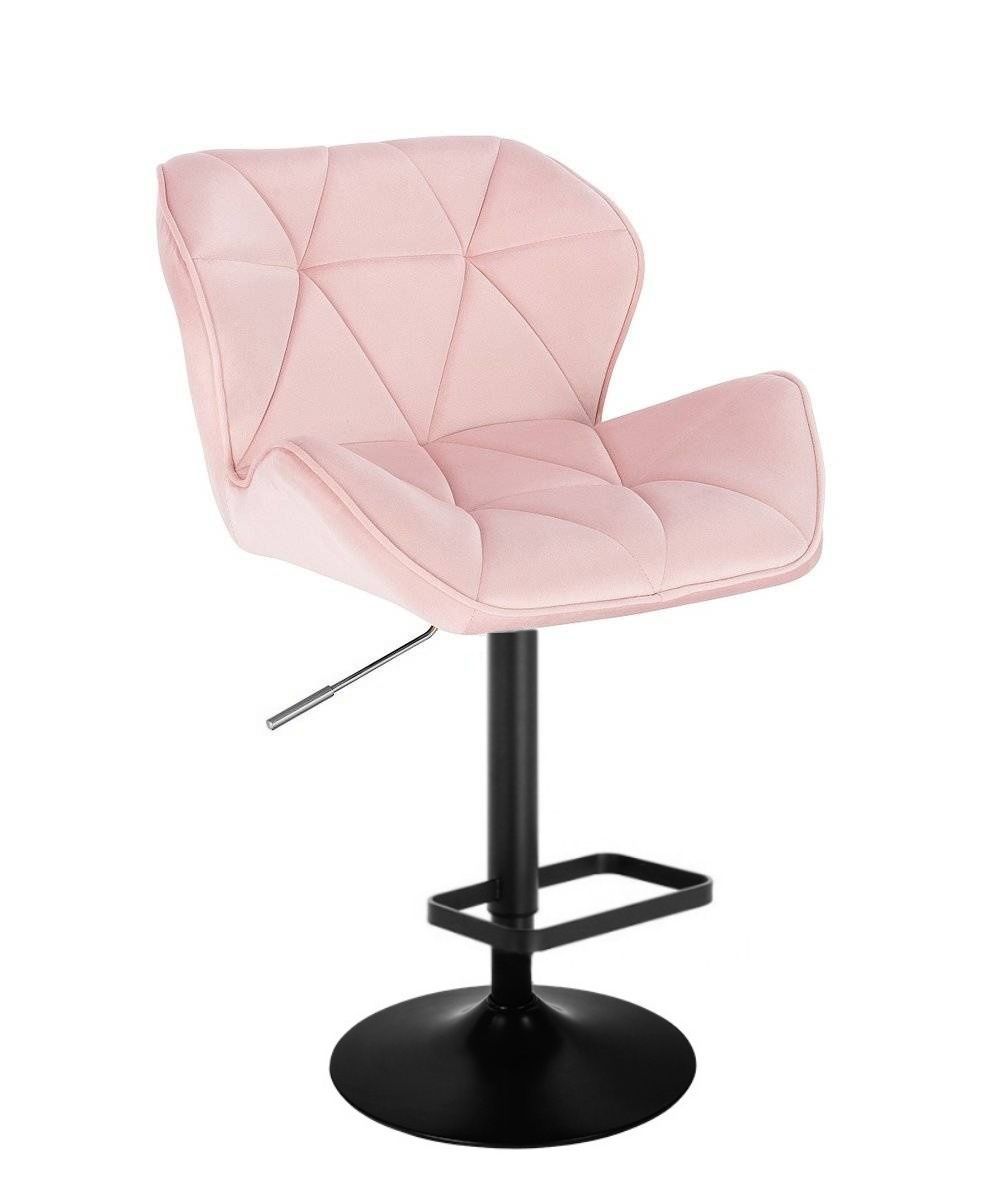 LuxuryForm Barová židle MILANO VELUR na černém talíři - světle růžová