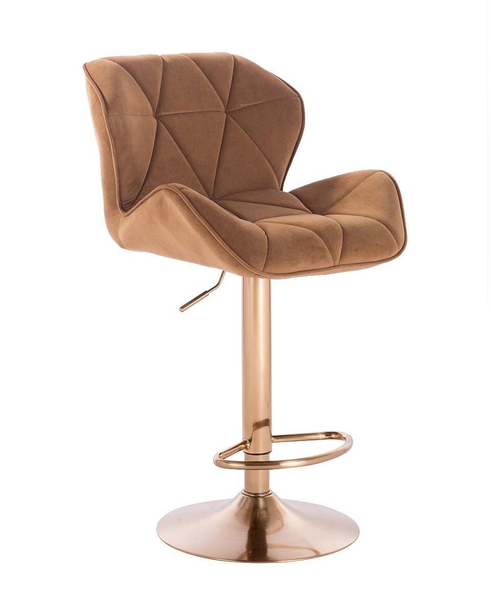 LuxuryForm Barová židle MILANO VELUR na zlatém talíři - hnědá