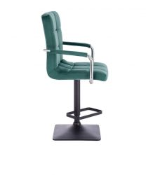 Barová židle VERONA VELUR na černé základně - zelená