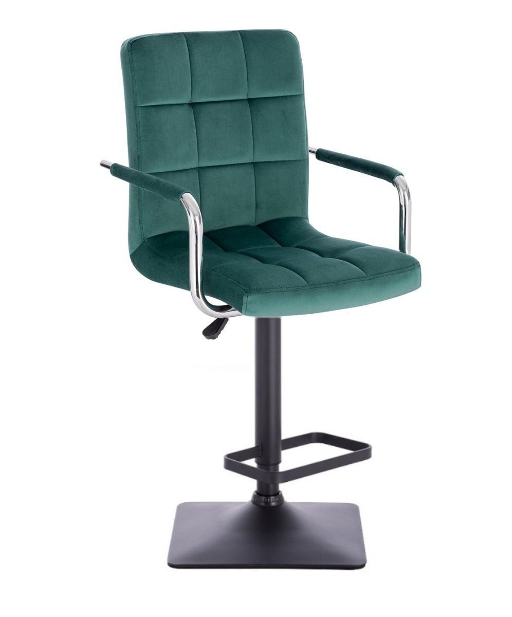 LuxuryForm Barová židle VERONA VELUR na černé základně - zelená