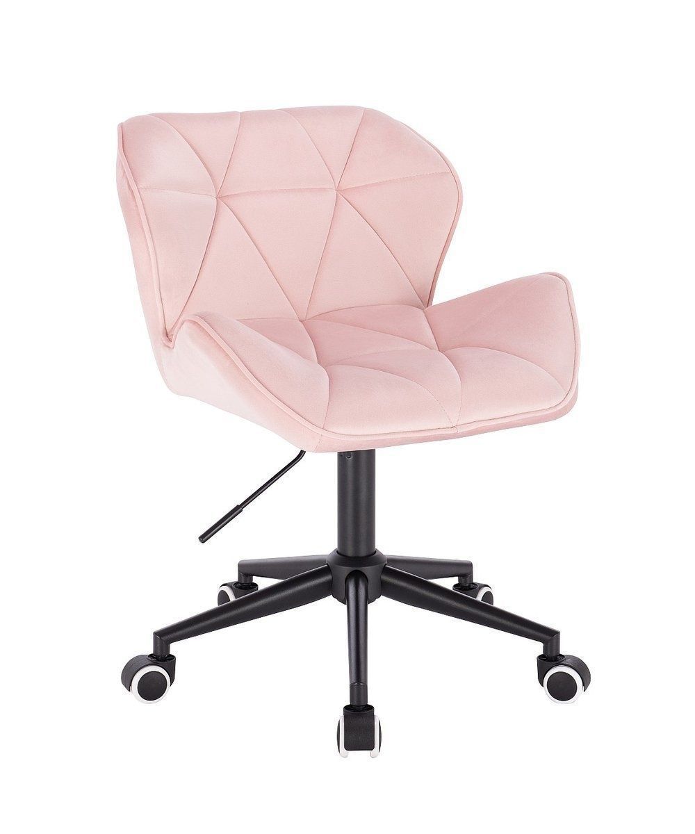 LuxuryForm Kosmetická židle MILANO VELUR na černé podstavě s kolečky - světle růžová
