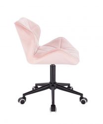  Kosmetická židle MILANO VELUR na černé podstavě s kolečky - světle růžová