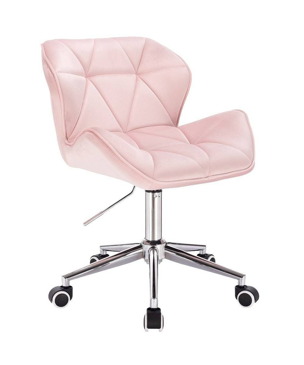 LuxuryForm Kosmetická židle MILANO VELUR na stříbrné podstavě s kolečky - světle růžová