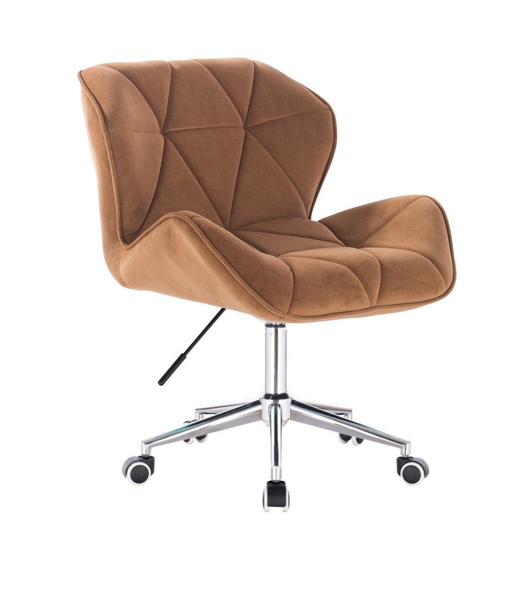 LuxuryForm Kosmetická židle MILANO VELUR na stříbrné podstavě s kolečky - hnědá