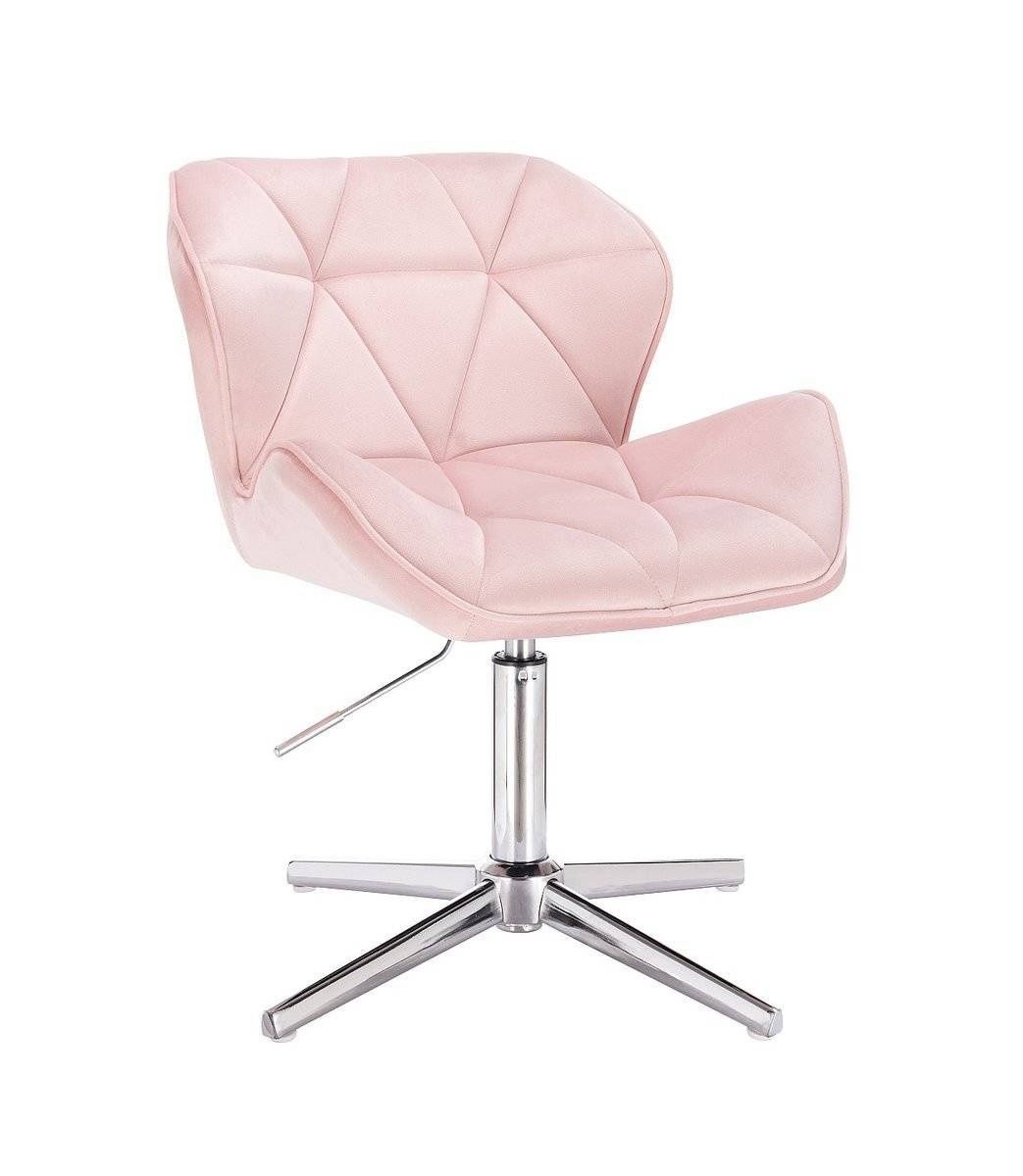 LuxuryForm Kosmetická židle MILANO VELUR na stříbrném kříži - světle růžová