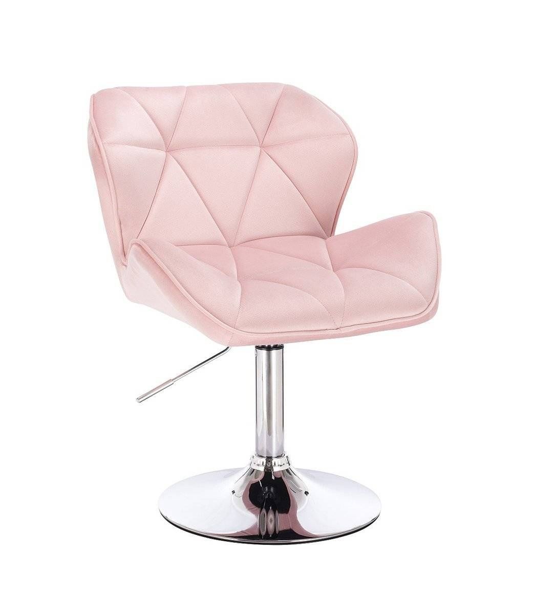 LuxuryForm Kosmetická židle MILANO VELUR na stříbrném talíři - světle růžová