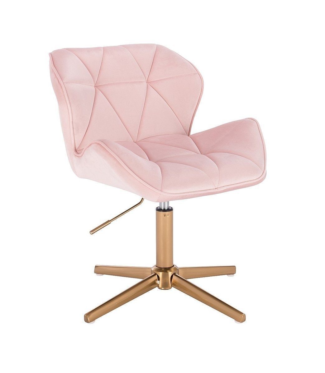 LuxuryForm Kosmetická židle MILANO VELUR na zlatém kříži - světle růžová