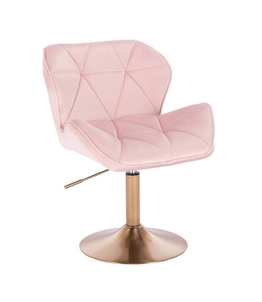 LuxuryForm Kosmetická židle MILANO VELUR na zlatém talíři - světle růžová