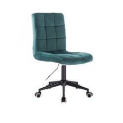  Kosmetická židle TOLEDO VELUR na černé podstavě s kolečky - zelená