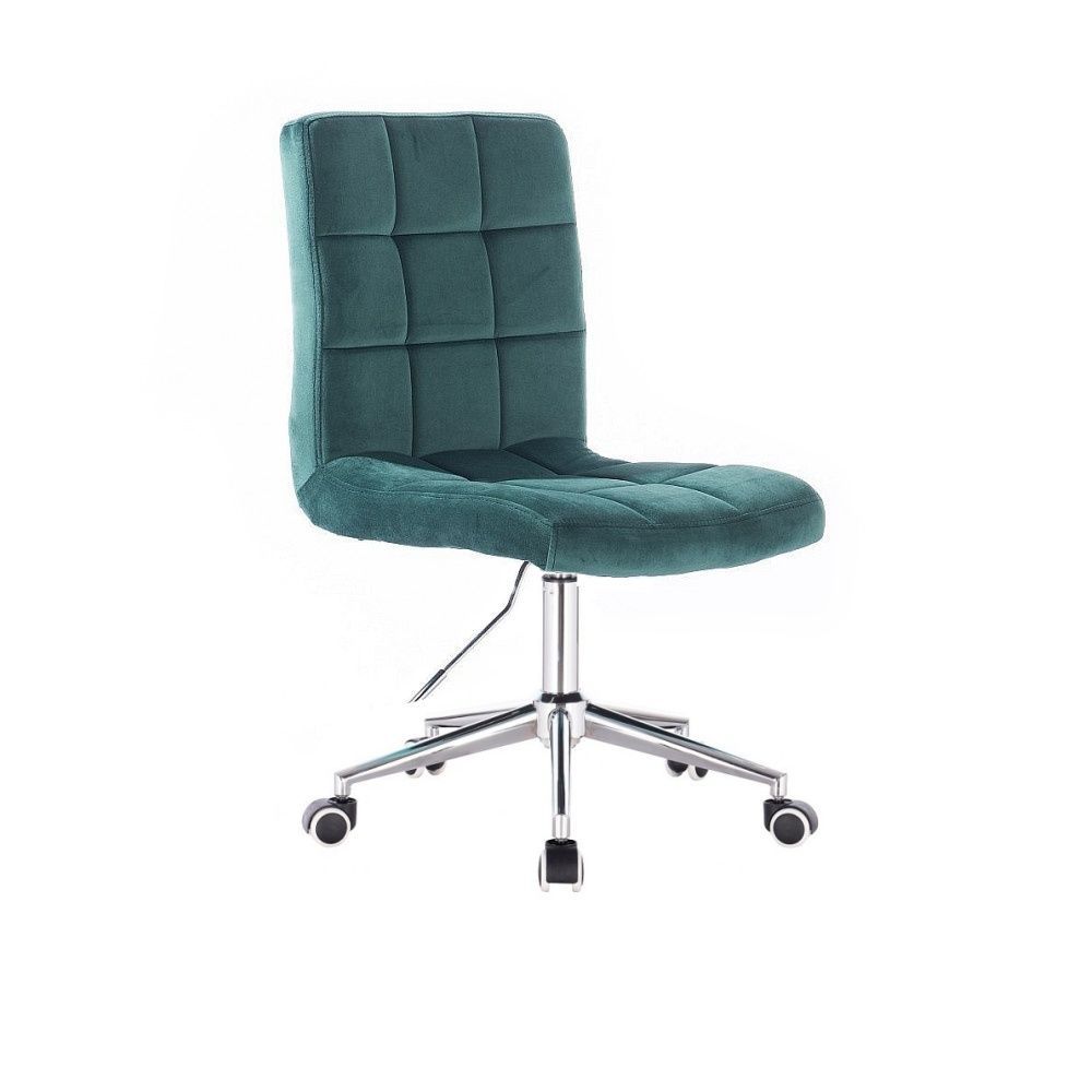 LuxuryForm Kosmetická židle TOLEDO VELUR na stříbrné podstavě s kolečky - zelená