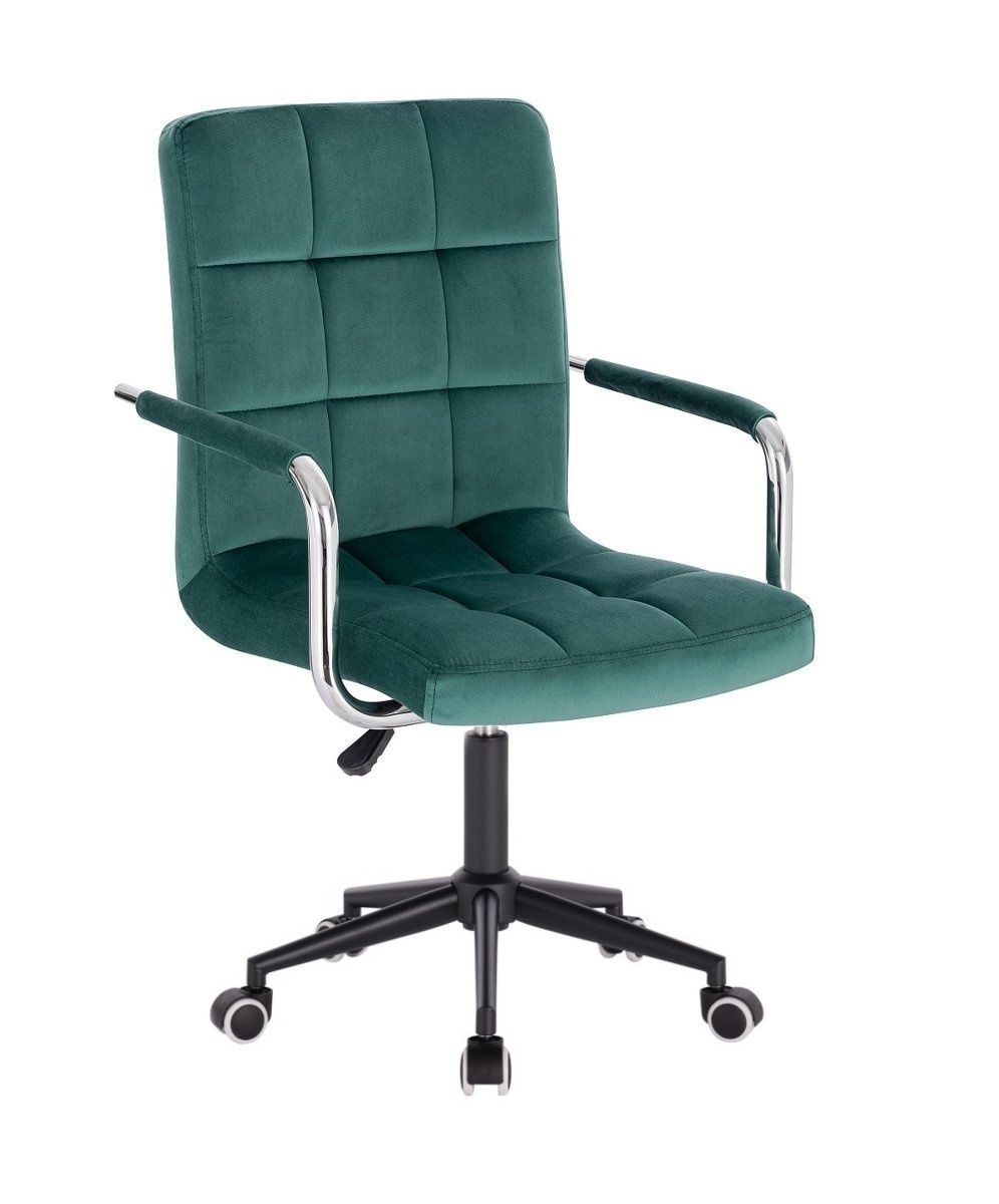 LuxuryForm Kosmetická židle VERONA VELUR na černé podstavě s kolečky - zelená
