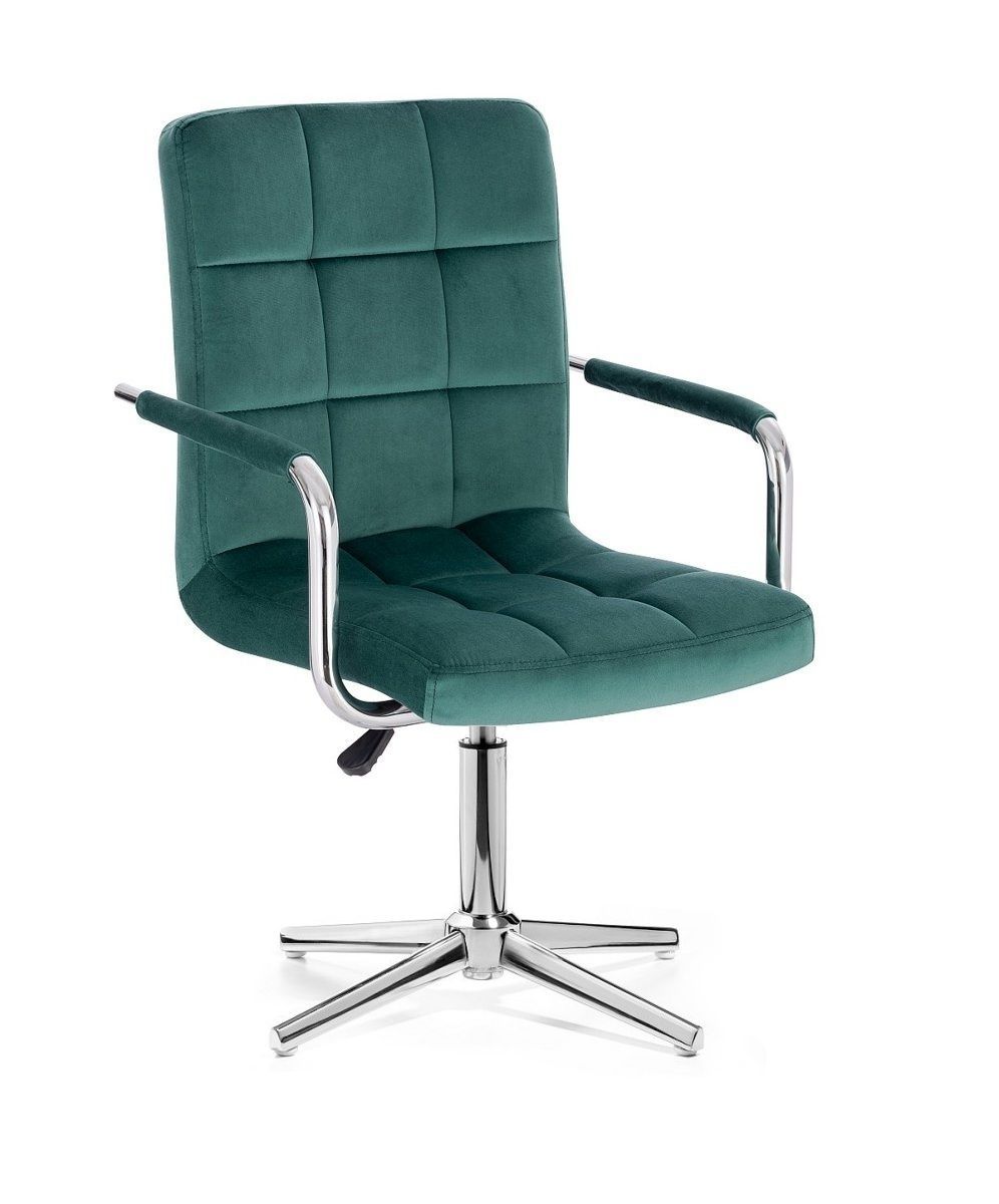LuxuryForm Kosmetická židle VERONA VELUR na stříbrném kříži - zelená