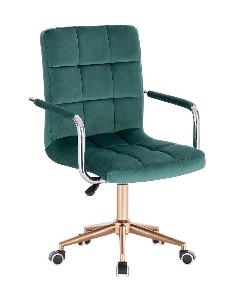LuxuryForm Kosmetická židle VERONA VELUR na zlaté podstavě s kolečky - zelená