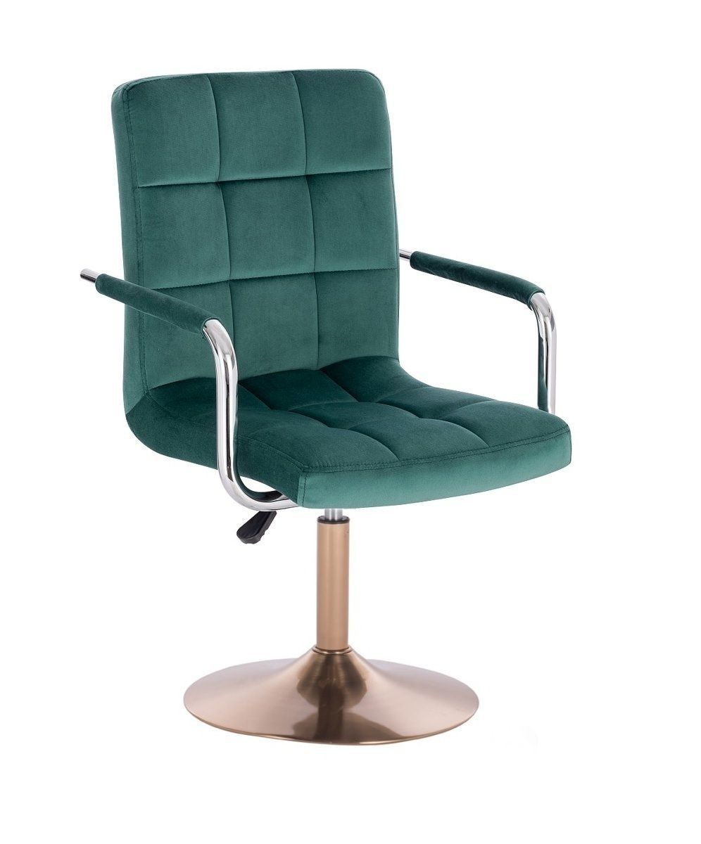 LuxuryForm Kosmetická židle VERONA VELUR na zlatém talíři - zelená