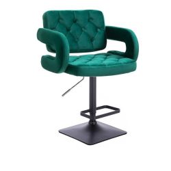  Barová židle ADRIA VELUR na černé podstavě - zelená
