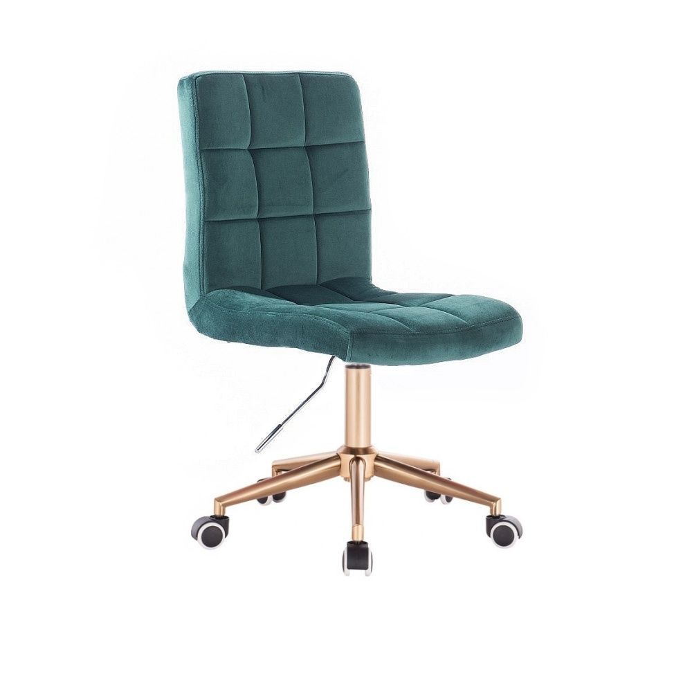LuxuryForm Kosmetická židle TOLEDO VELUR na zlaté podstavě s kolečky - zelená