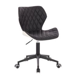 Kosmetická židle MATRIX na černé podstavě s kolečky - černo bílá