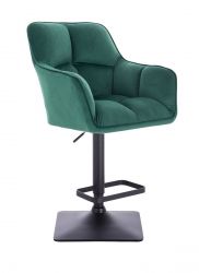 Barová židle AMALFI VELUR na černé hranaté podstavě - zelená