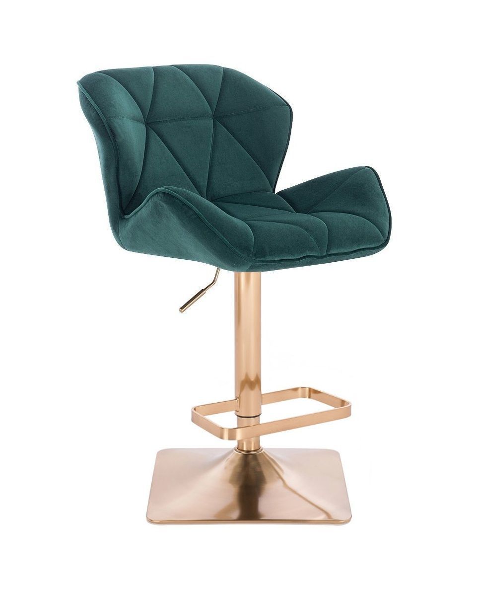 LuxuryForm Barová židle MILANO VELUR na zlaté hranaté podstavě - zelená