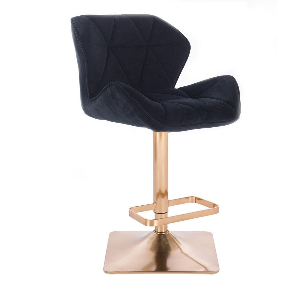 LuxuryForm Barová židle MILANO VELUR na zlaté hranaté podstavě - černá