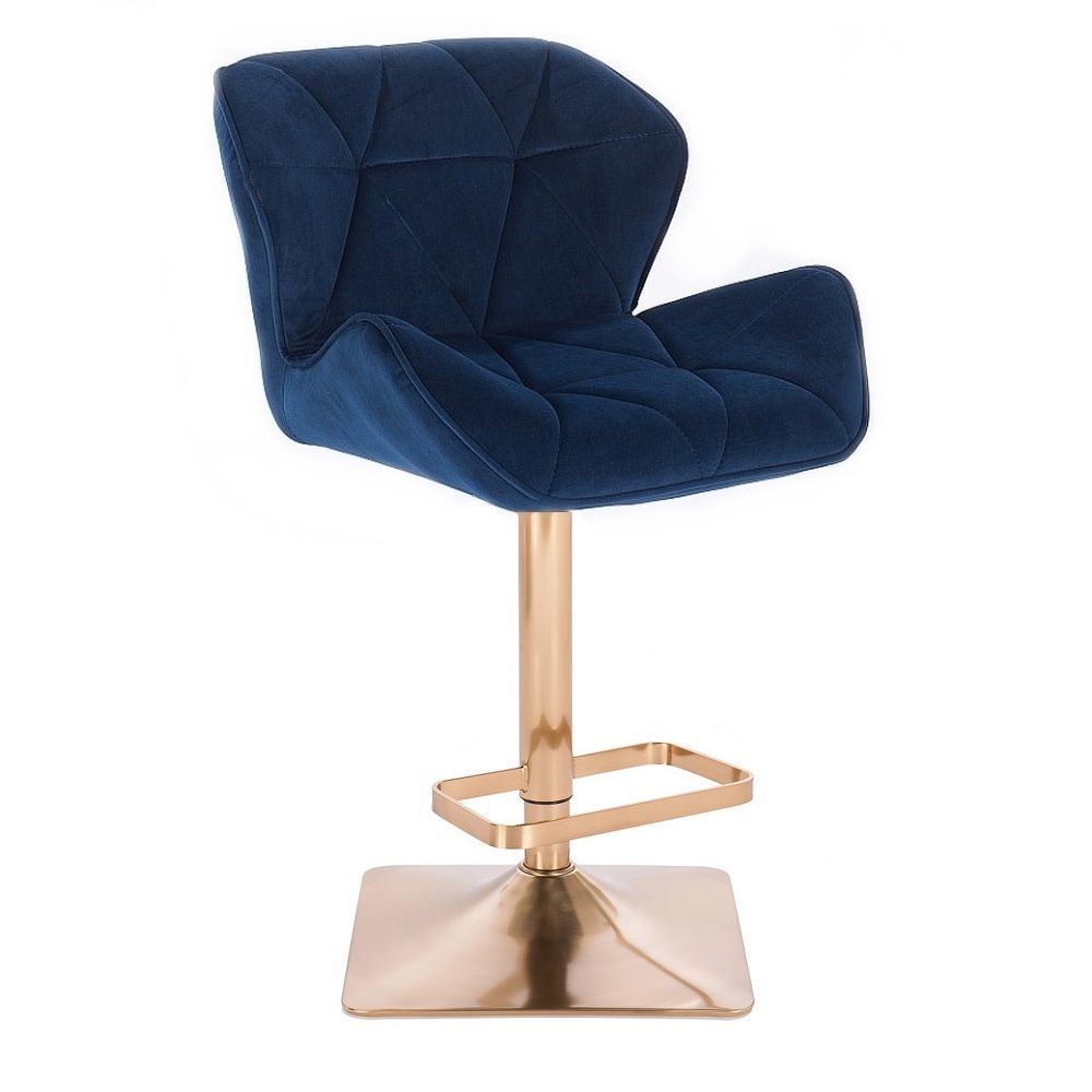 LuxuryForm Barová židle MILANO VELUR na zlaté hranaté podstavě - modrá