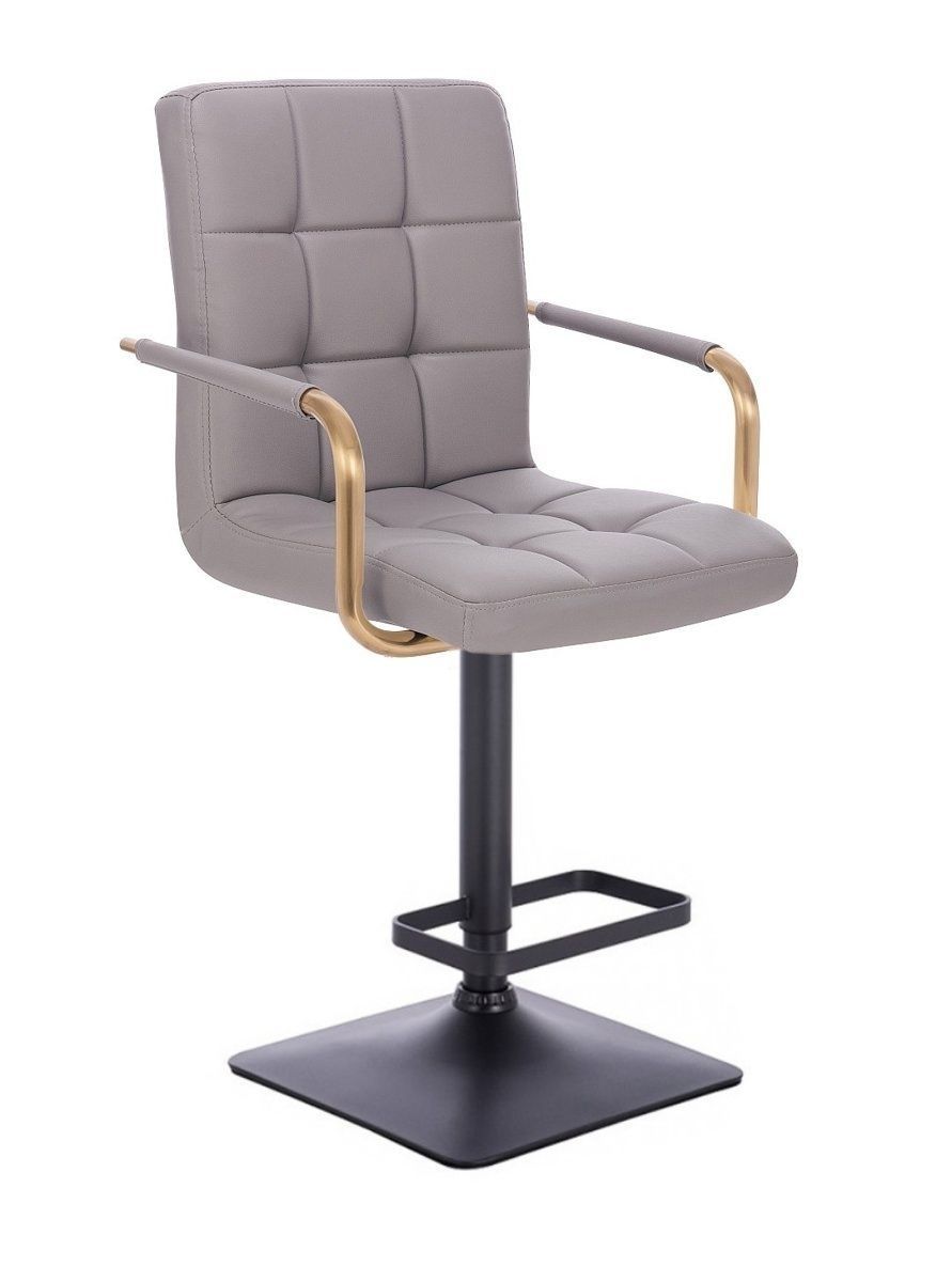 LuxuryForm Barová židle VERONA GOLD na černé hranaté základně - šedá