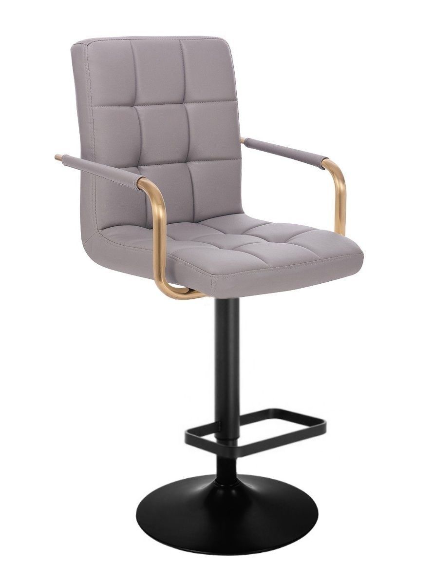 LuxuryForm Barová židle VERONA GOLD na černém talíři - šedá