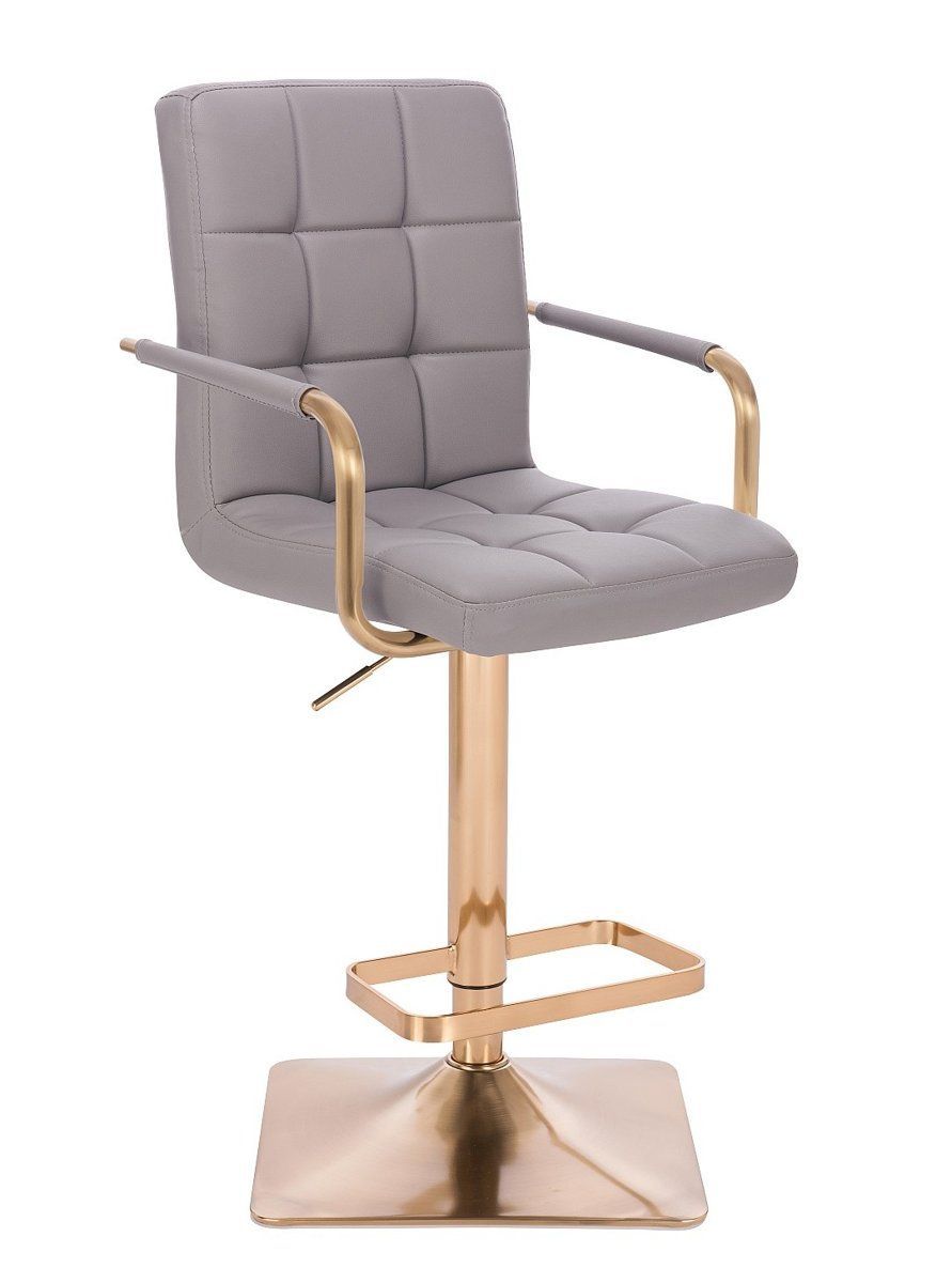 LuxuryForm Barová židle VERONA GOLD na zlaté hranaté základně - šedá