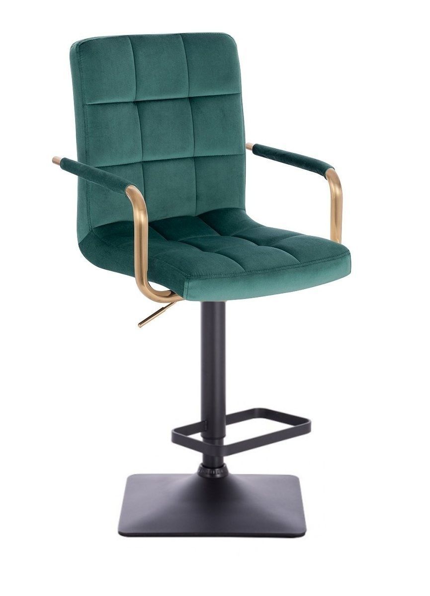 LuxuryForm Barová židle VERONA GOLD VELUR na černé hranaté základně - zelená