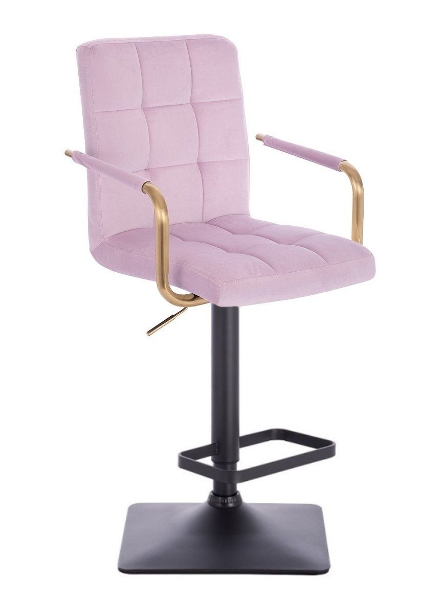 LuxuryForm Barová židle VERONA GOLD VELUR na černé hranaté základně - levandule