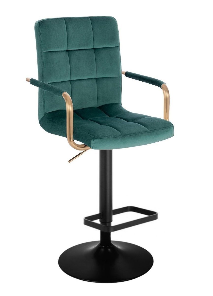 LuxuryForm Barová židle VERONA GOLD VELUR na černém talíři - zelená