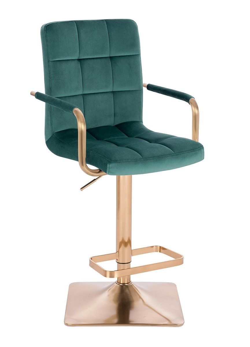 LuxuryForm Barová židle VERONA GOLD VELUR na zlaté hranaté základně - zelená