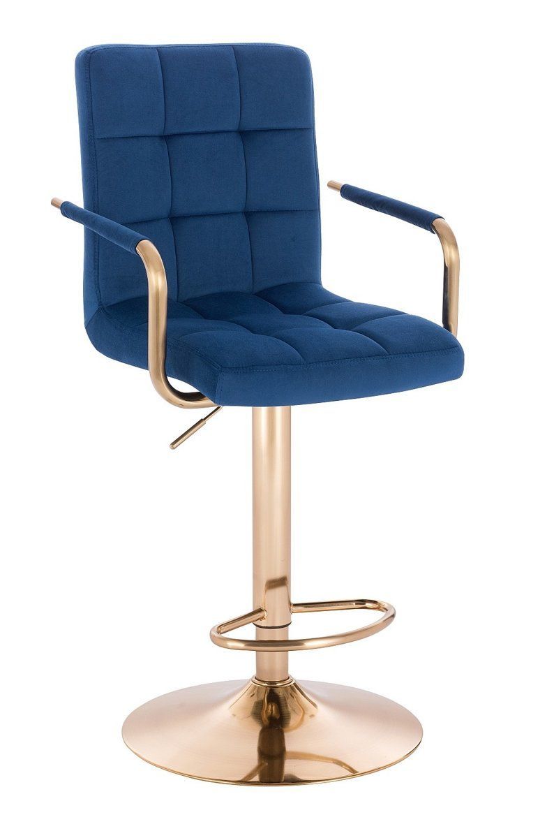 Barová židle VERONA GOLD VELUR na zlatém talíři - modrá