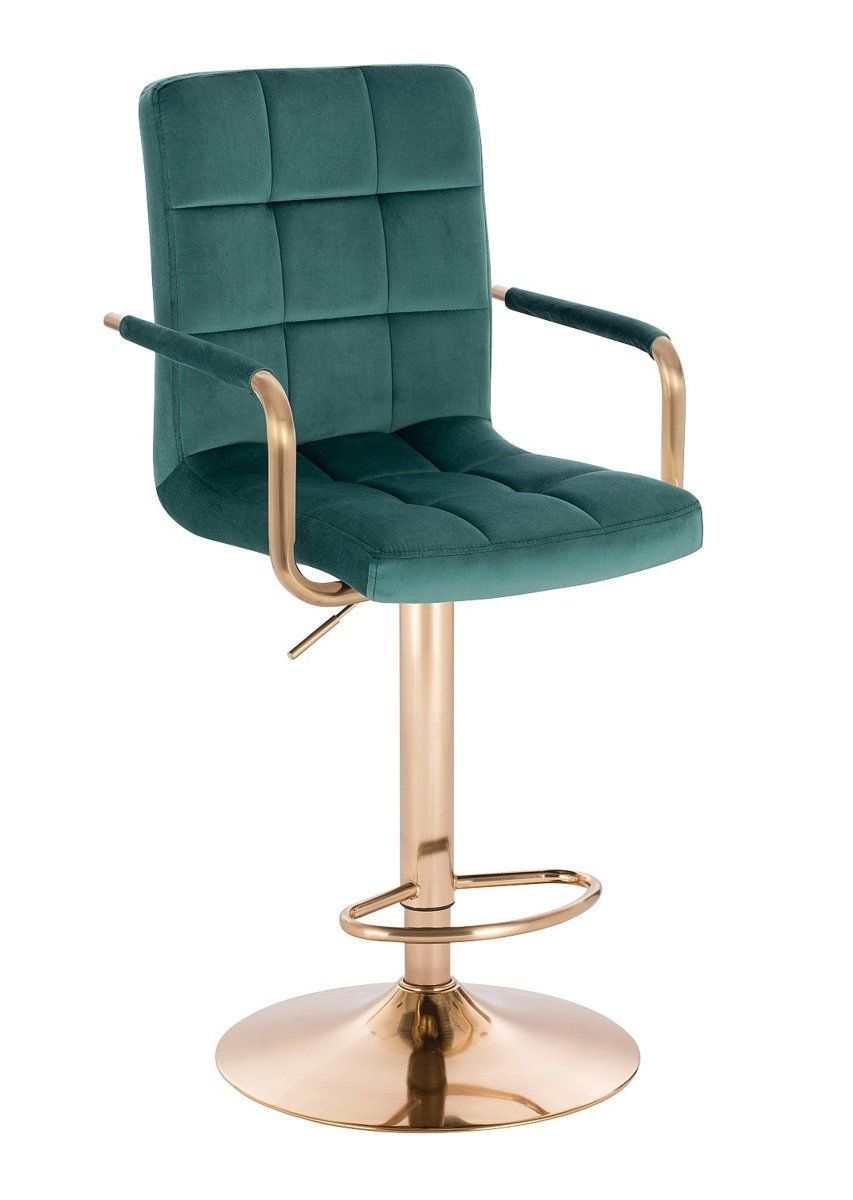 LuxuryForm Barová židle VERONA GOLD VELUR na zlatém talíři - zelená