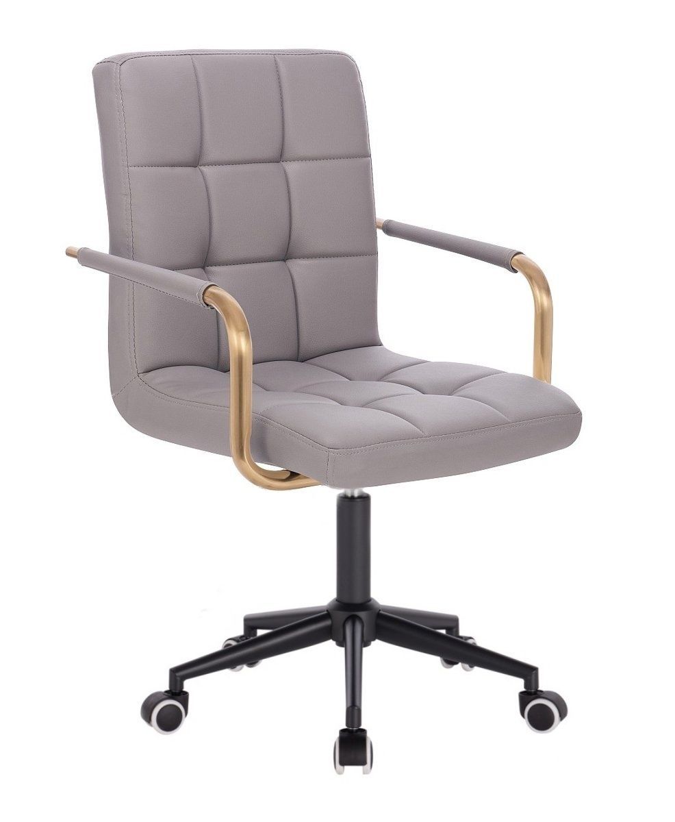 LuxuryForm Kosmetická židle VERONA GOLD na černé podstavě s kolečky - šedá