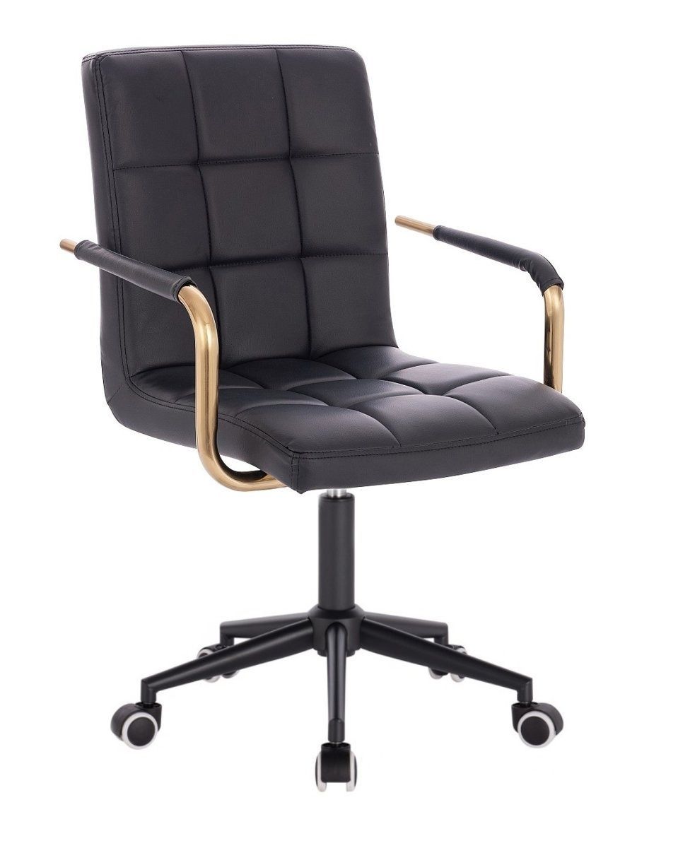 LuxuryForm Kosmetická židle VERONA GOLD na černé podstavě s kolečky - černá
