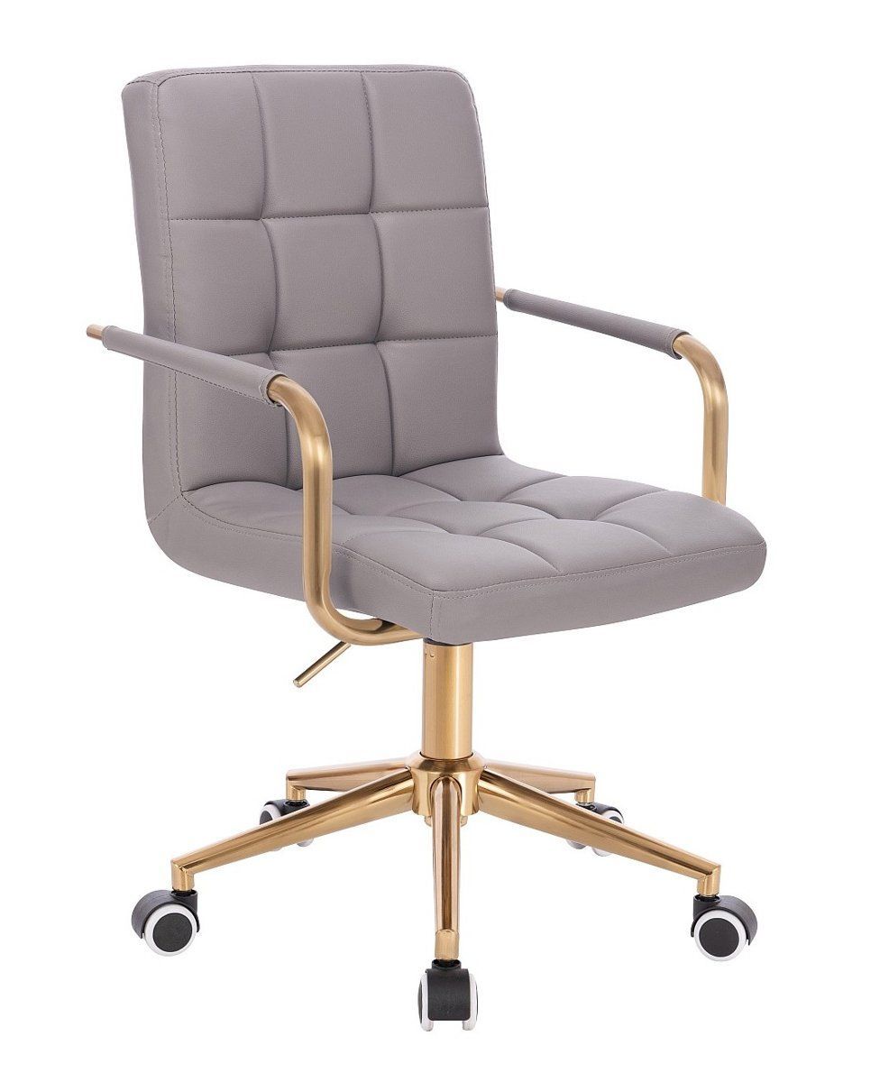 LuxuryForm Kosmetická židle VERONA GOLD na zlaté podstavě s kolečky - šedá