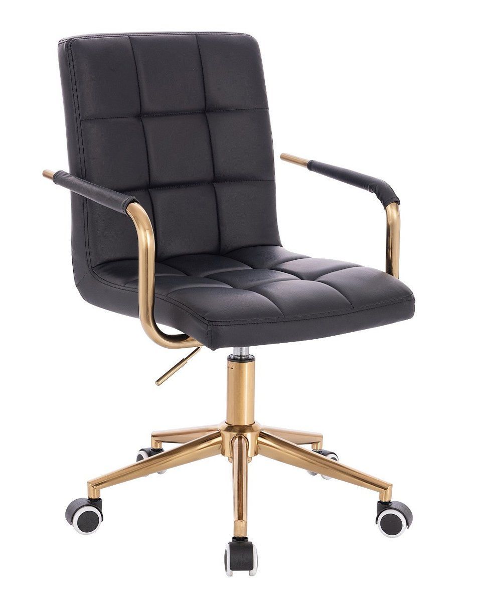 LuxuryForm Kosmetická židle VERONA GOLD na zlaté podstavě s kolečky - černá