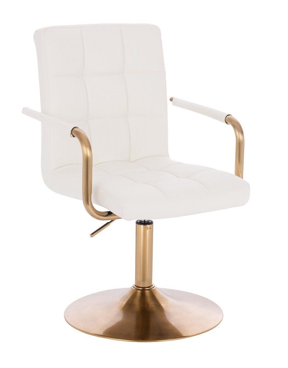 LuxuryForm Kosmetická židle VERONA GOLD na zlatém talíři - bílá