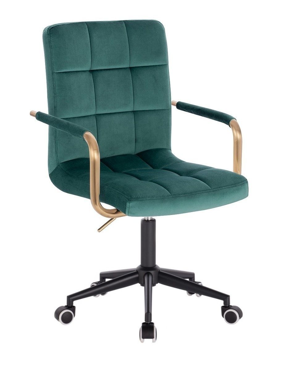 LuxuryForm Kosmetická židle VERONA GOLD VELUR na černé podstavě s kolečky - zelená