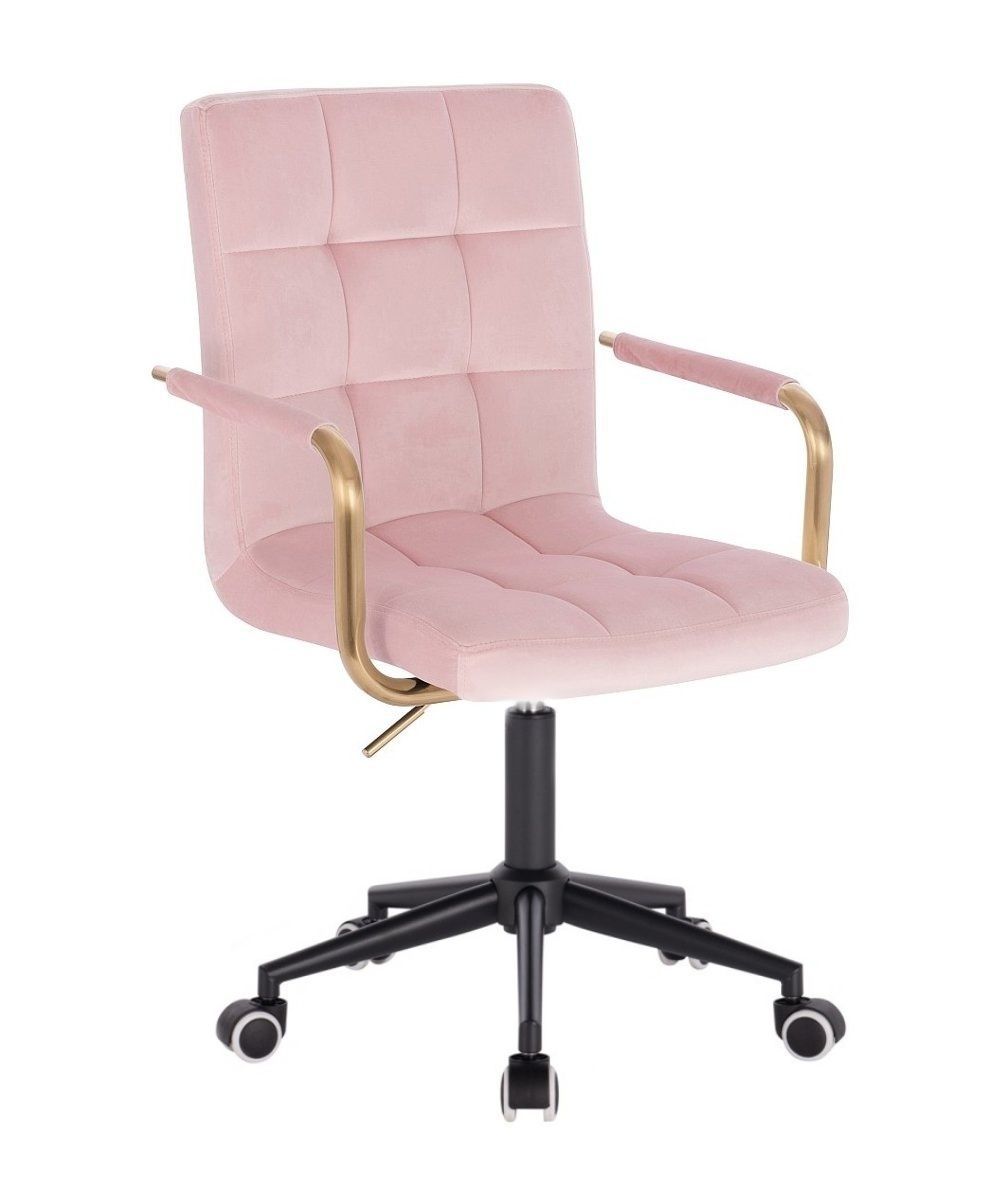 LuxuryForm Kosmetická židle VERONA GOLD VELUR na černé podstavě s kolečky - růžová