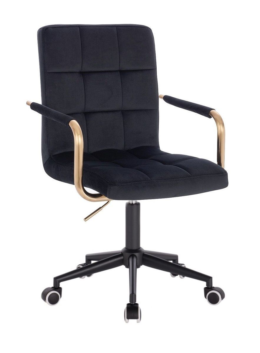 LuxuryForm Kosmetická židle VERONA GOLD VELUR na černé podstavě s kolečky - černá