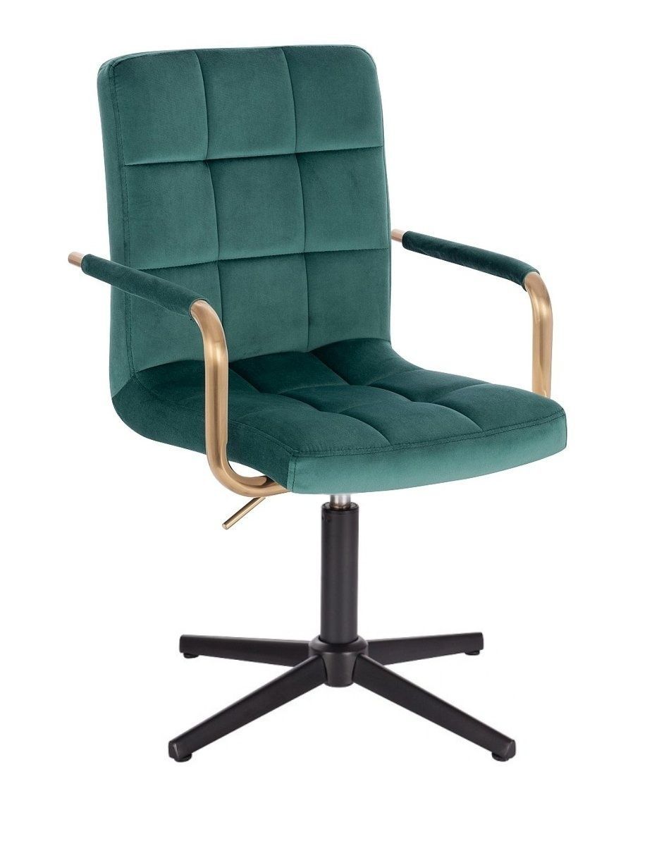 LuxuryForm Kosmetická židle VERONA GOLD VELUR na černém kříži - zelená
