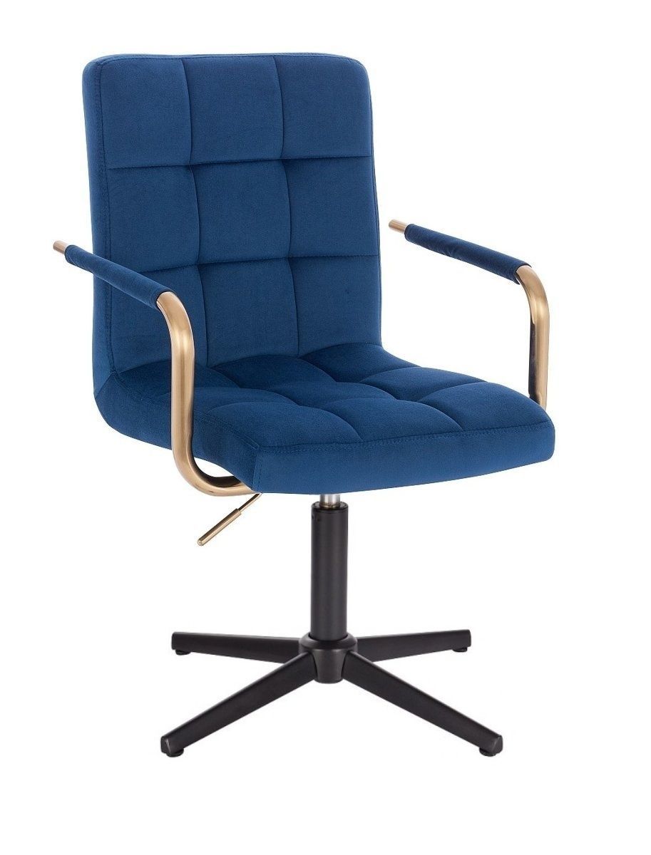 LuxuryForm Kosmetická židle VERONA GOLD VELUR na černém kříži - modrá