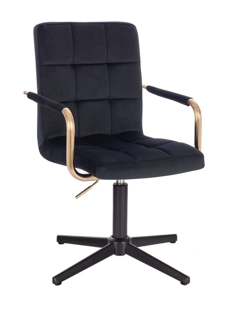 LuxuryForm Kosmetická židle VERONA GOLD VELUR na černém kříži - černá
