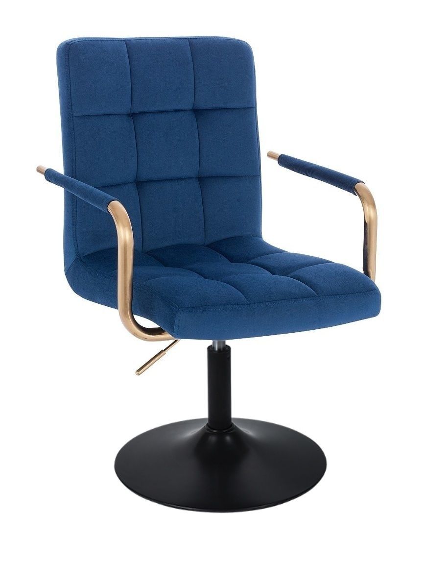 LuxuryForm Kosmetická židle VERONA GOLD VELUR na černém talíři - modrá