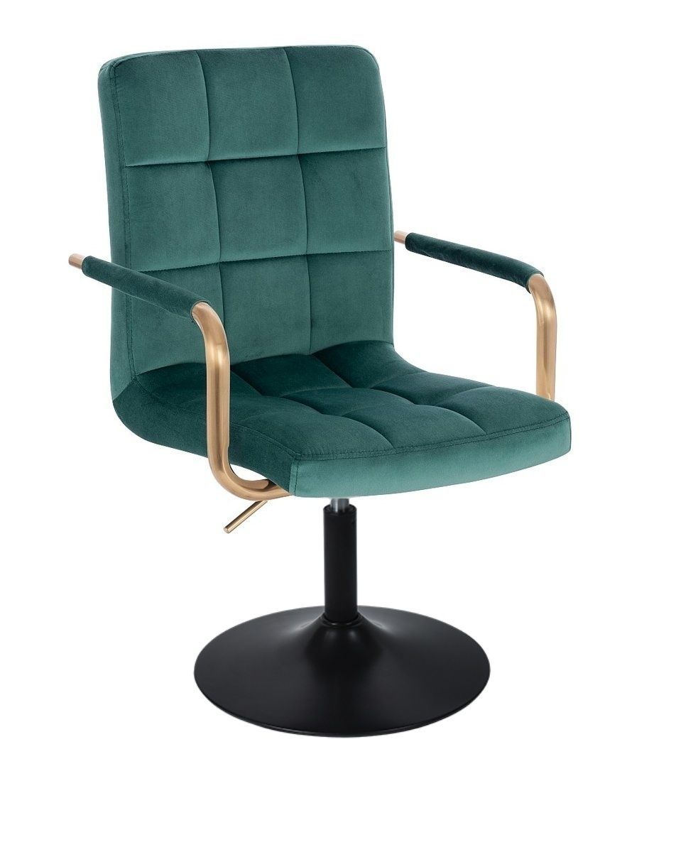 LuxuryForm Kosmetická židle VERONA GOLD VELUR na černém talíři - zelená